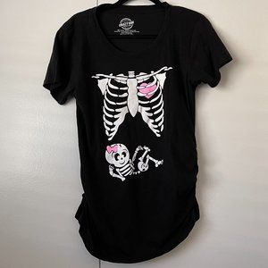 Skeleton maternity top baby girl bump Size L